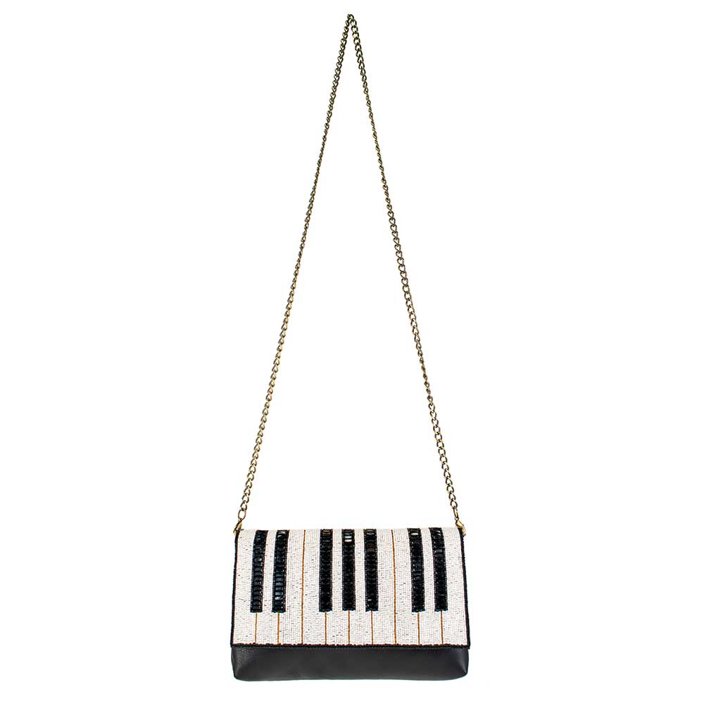 Keynote Beaded Piano Keys Crossbody Handbag