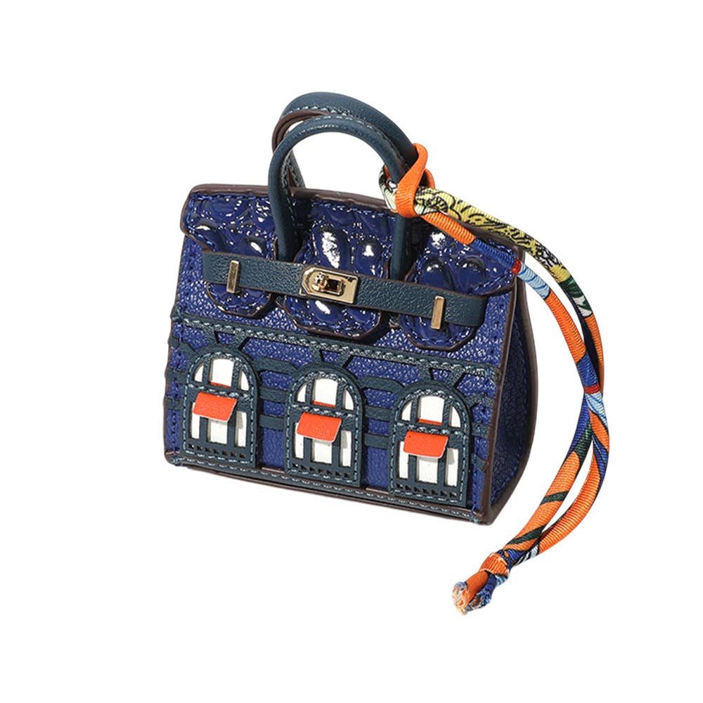 House Printed Faux Leather Mini Purse / Bag Charm