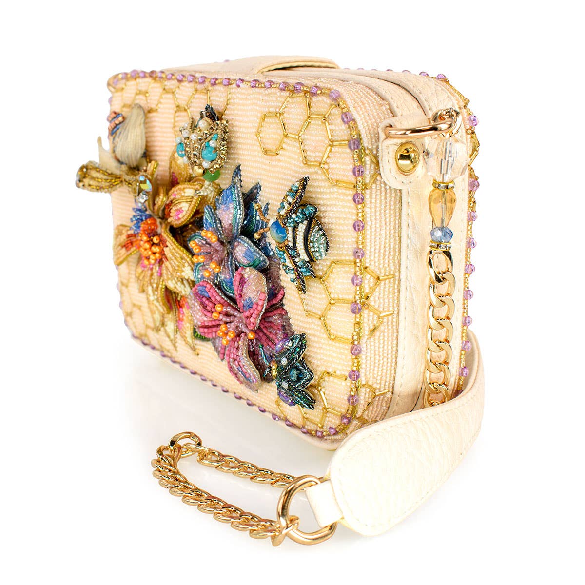 Garden Buzz Honeycomb and Winged Creatures Shoulder Handbag