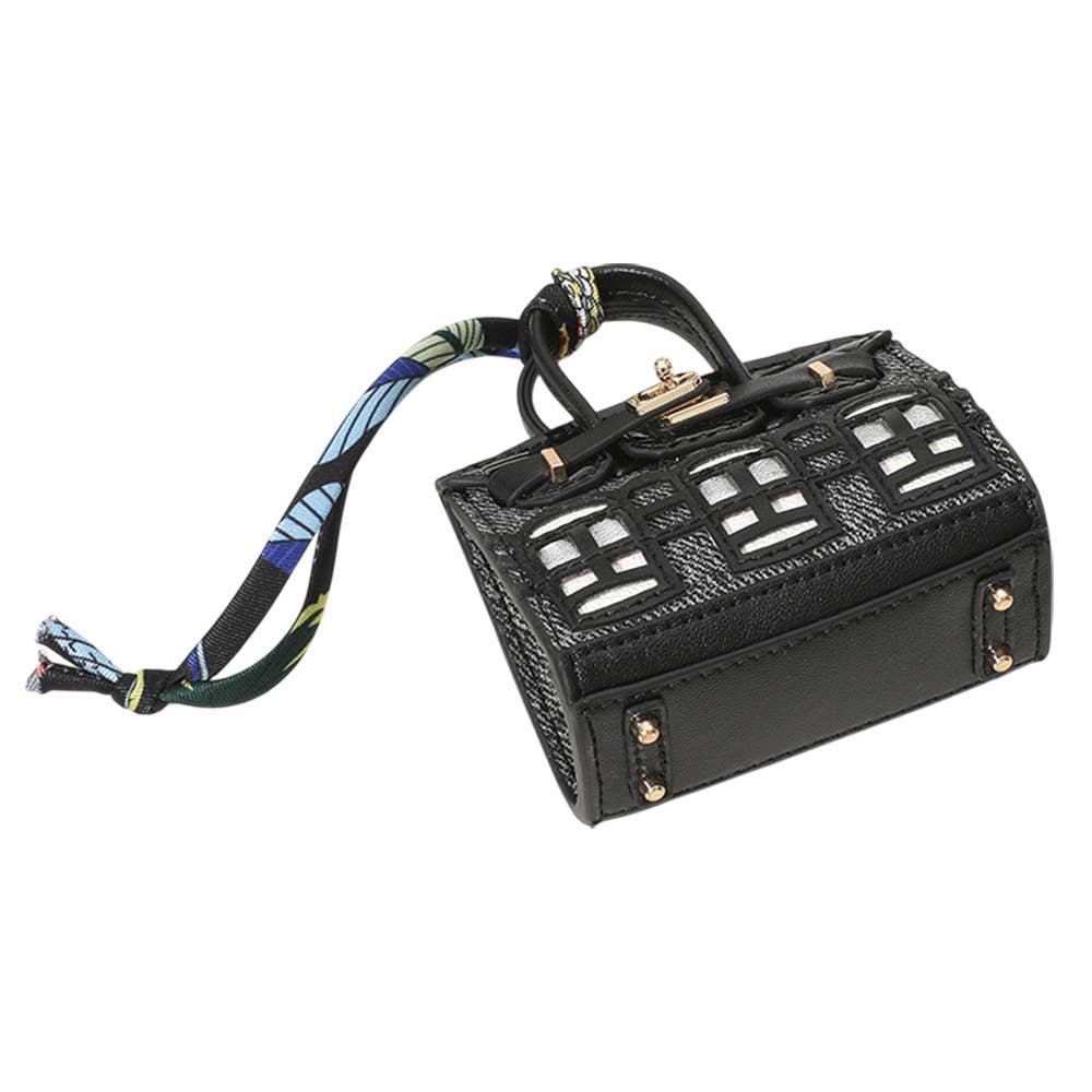 House Printed Faux Leather Mini Purse / Bag Charm