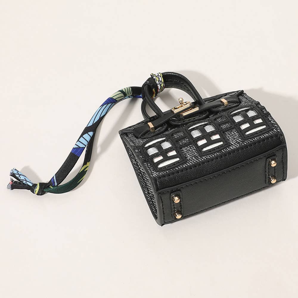 House Printed Faux Leather Mini Purse / Bag Charm